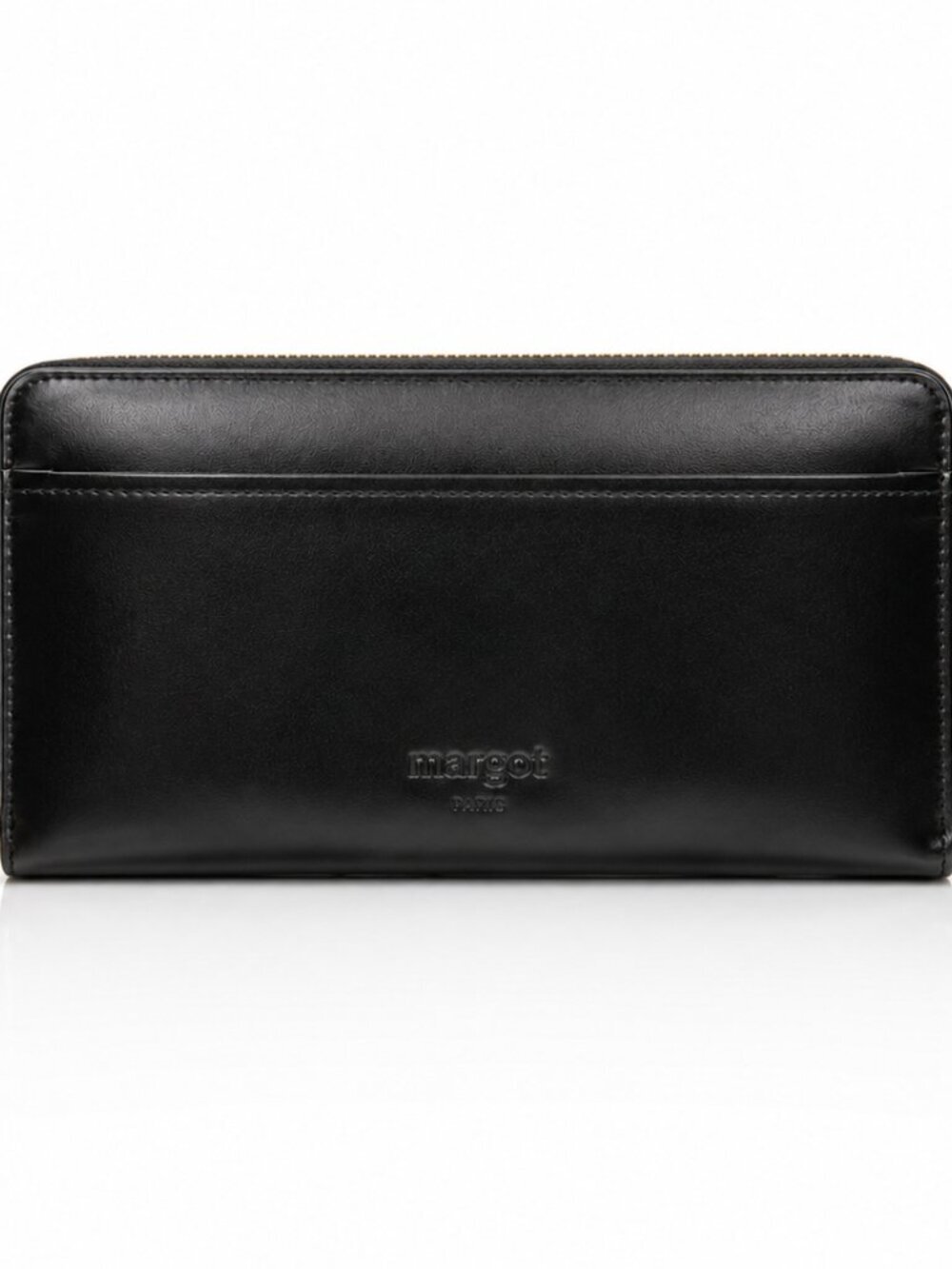 MARGOT NY Gabby Leather Zip-Around Large Black Wallet